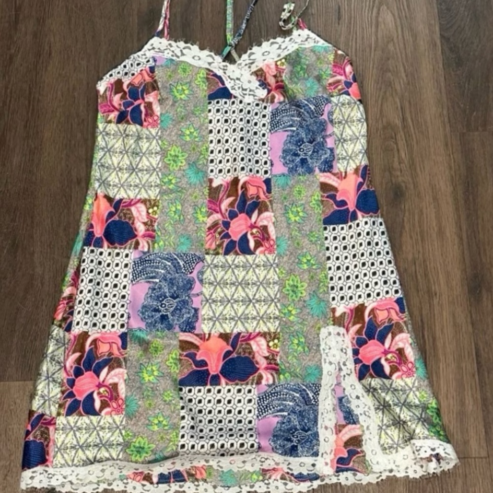 Victoria’s Secret floral satin lace slip dress nightgown small